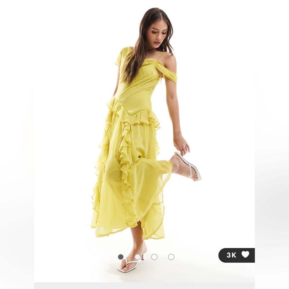 Elegant Yellow Ruffle Dress